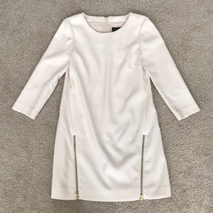 White long sleeve J.crew dress with zippers